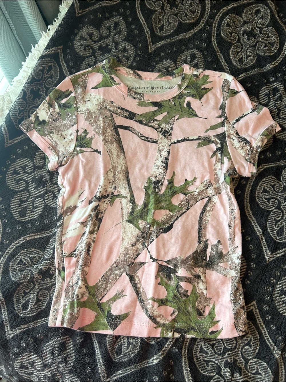 womens Pink Camo Short Sleeve Tee